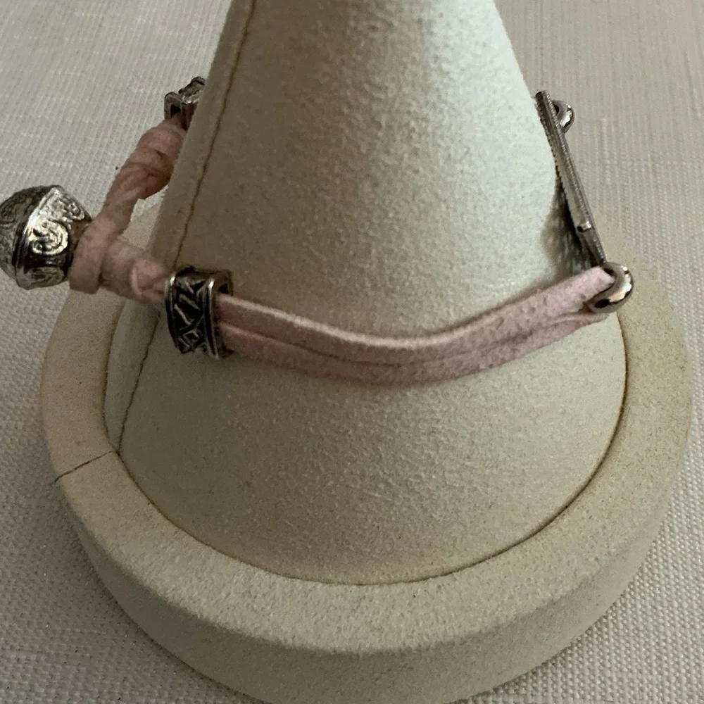 Pink Suede Love Silver Love Bracelet